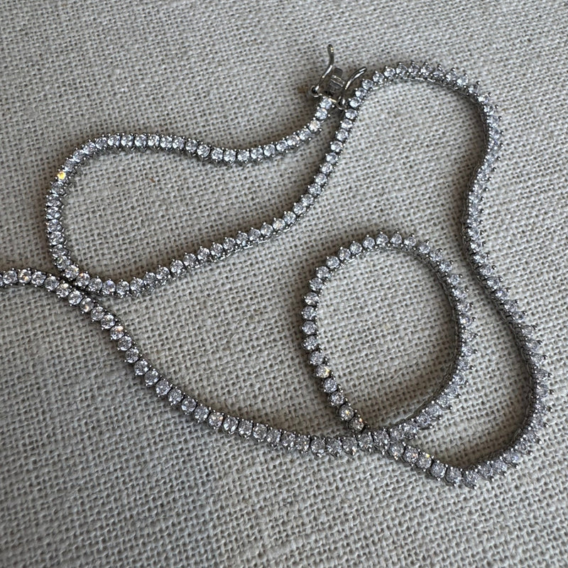 2mm Three Prong Tennis Necklace Silver