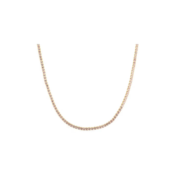 Whisper Thin Tennis Necklace Baby Pink