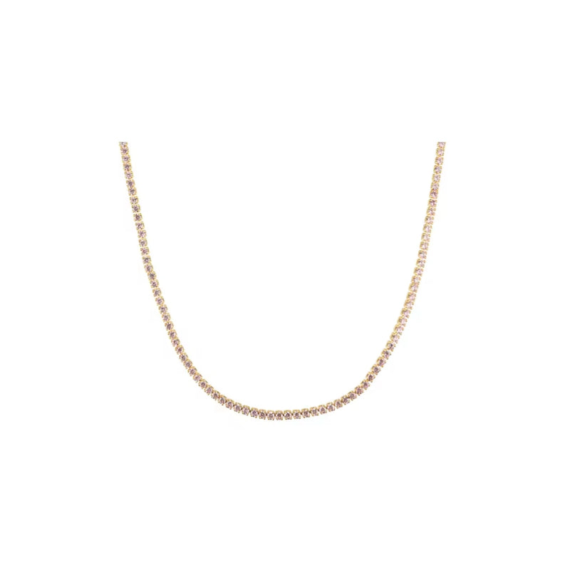 Whisper Thin Tennis Necklace Baby Pink