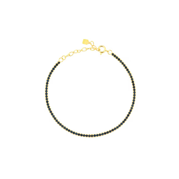 Whisper Thin Tennis Bracelet Blue w/Gold