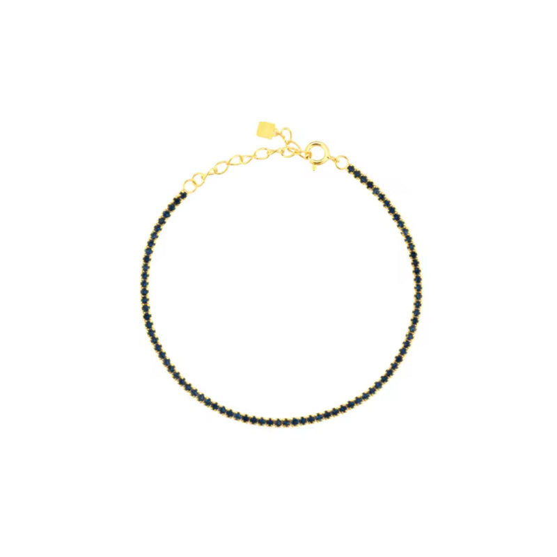 Whisper Thin Tennis Bracelet Blue w/Gold