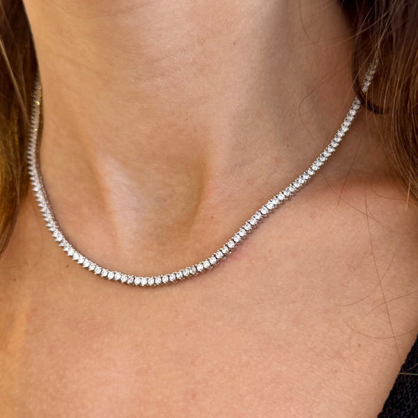 2mm Three Prong Tennis Necklace Silver