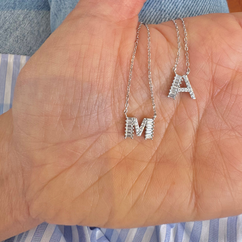 Baguette Initial Necklace