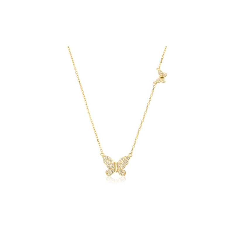 Double Butterfly Necklace Gold