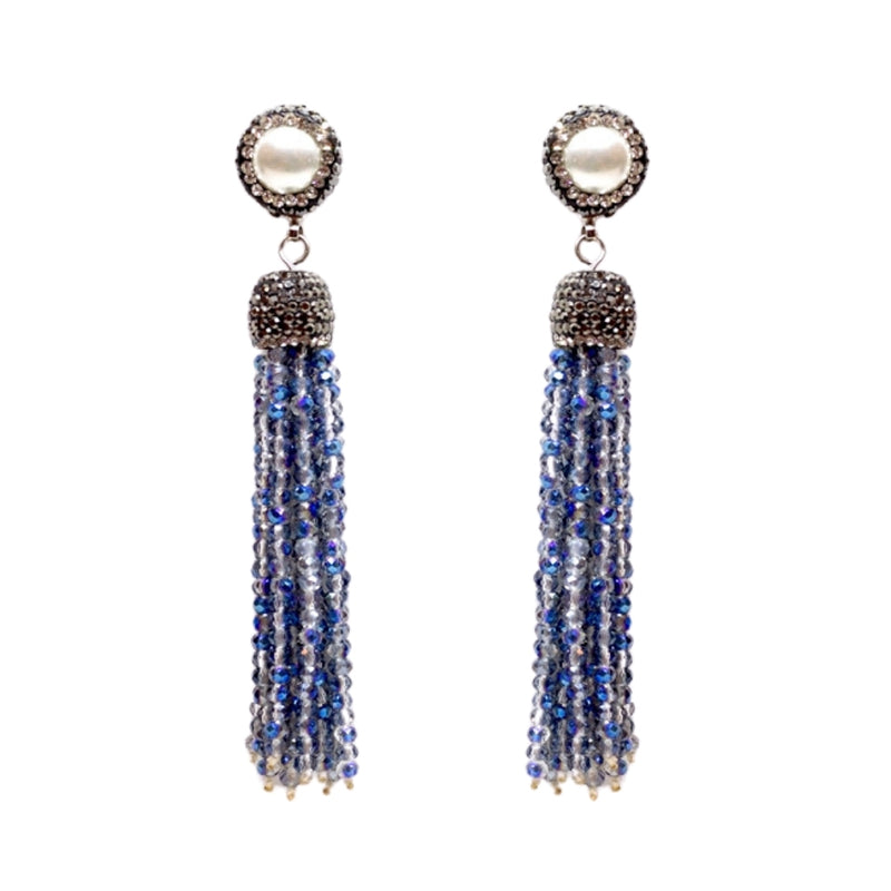 Mala Marcasite Crystal Tassel Earrings