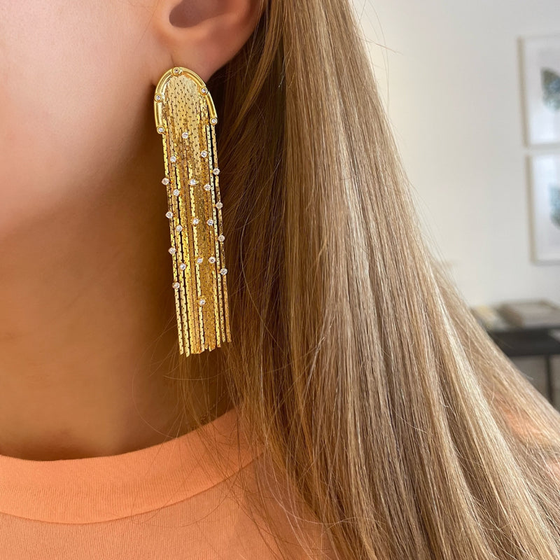 Rosso Gold Crystal Cascade Earrings