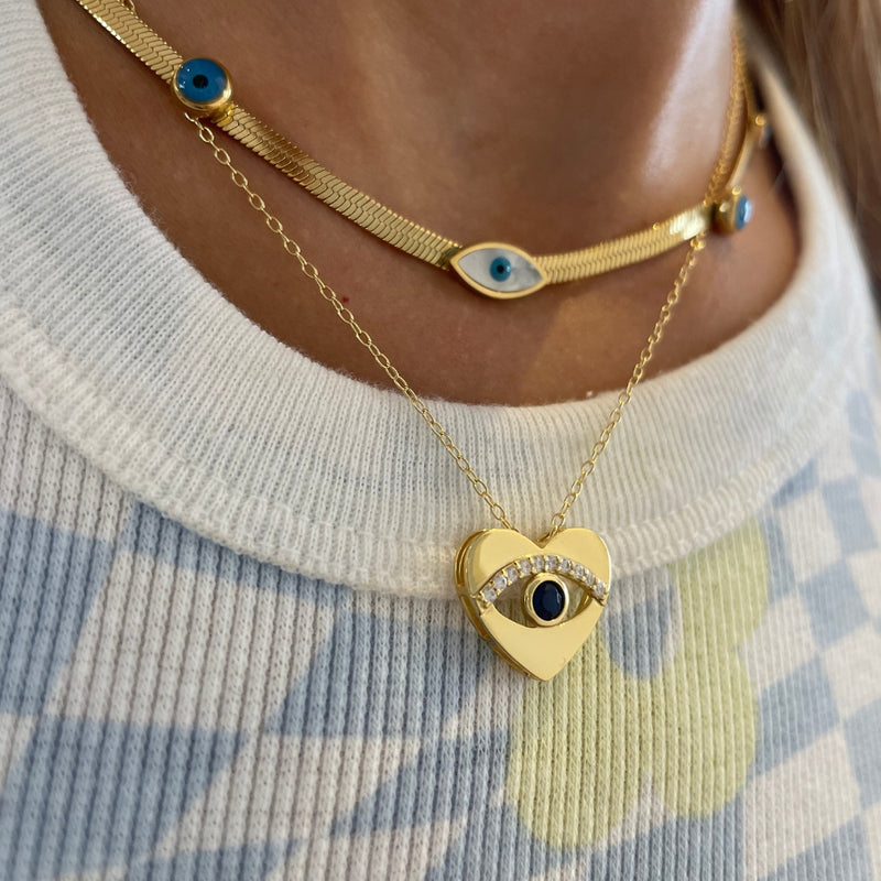 Evil Eye Heart Necklace