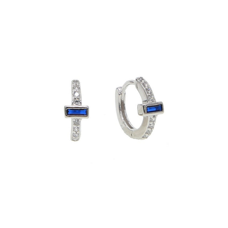 Baguette Silver Hoops