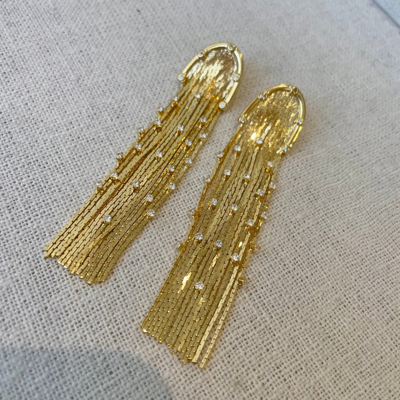 Rosso Gold Crystal Cascade Earrings