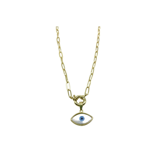 Mother of Pearl Evil Eye Necklace
