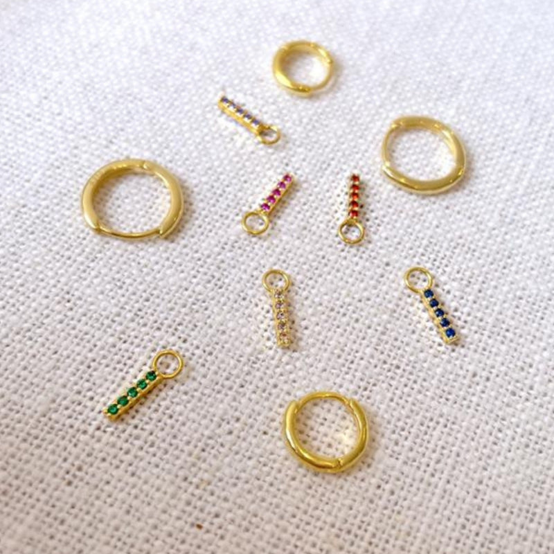 Gold Hoop With Linear Charm