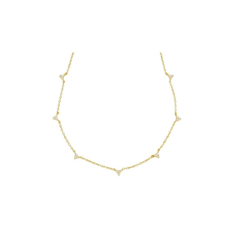 Trio Station Necklace Gold